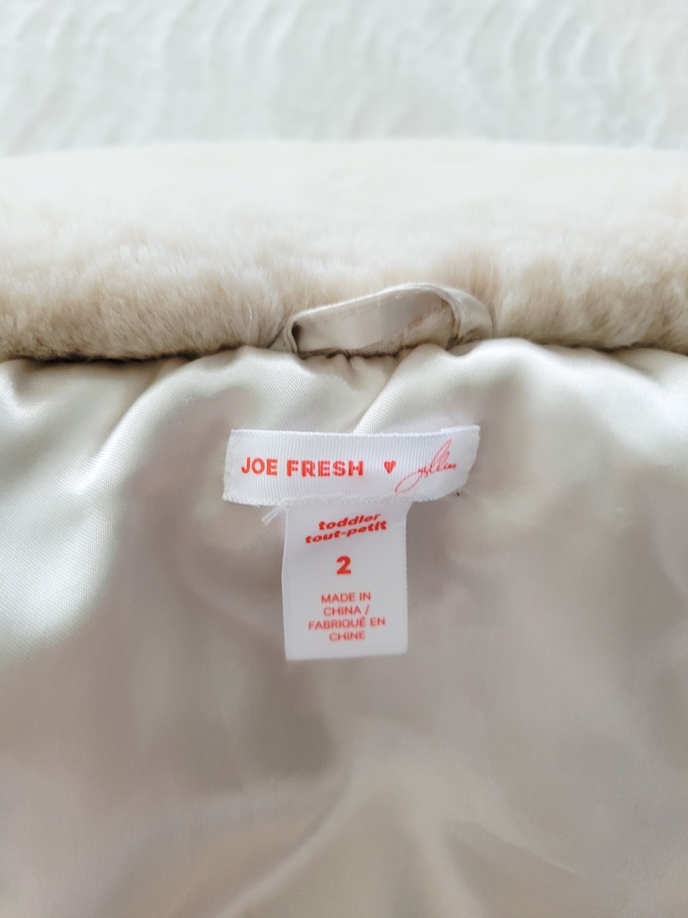 Joe Fresh Cream Faux Fur Pea Coat for Kids - Size 2T - Picture 6 of 10